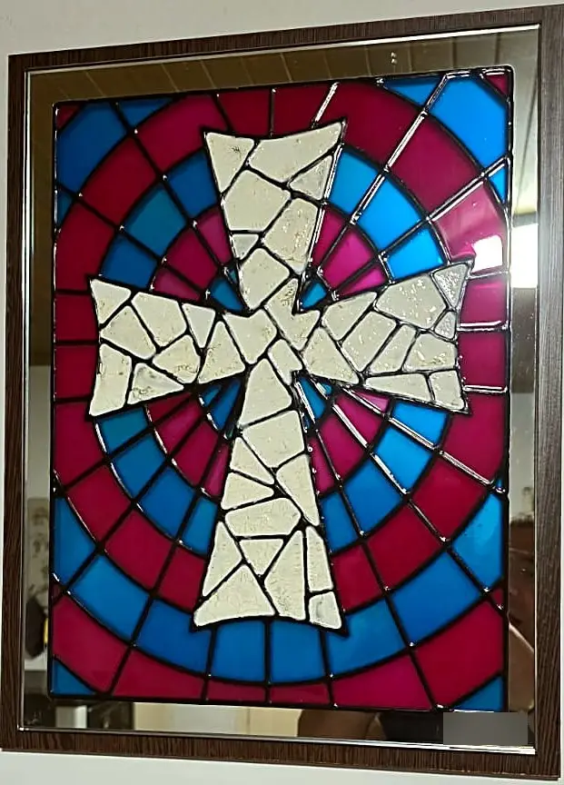 Stained glass cross panel