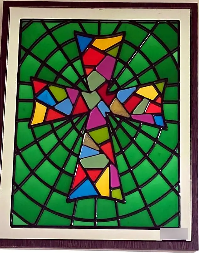 Stained glass cross panel